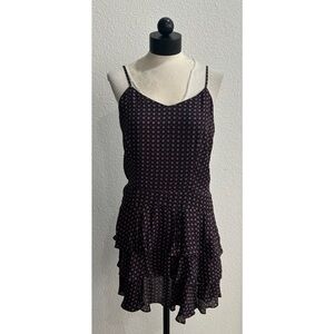 DEREK LAM 10 CROSBY Women’s Dress with Ruffled Skirt Size 8 Floral Navy Red